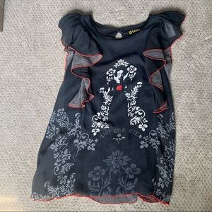 Disney Couture Snow White size large black blouse